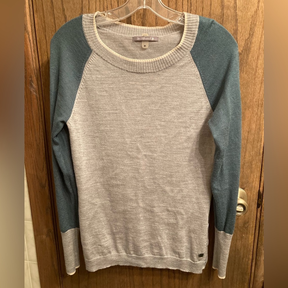 Women's Sweater - Gray, Green and Cream